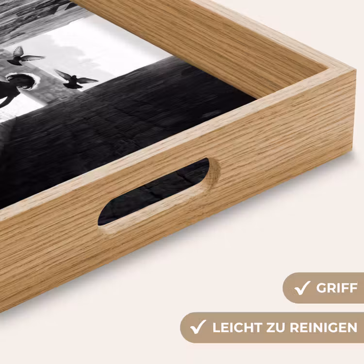 Kind - Vogel - Straat - Zwart-wit - Spelen Dienblad Rechthoek middel -USP_HandgreepDE