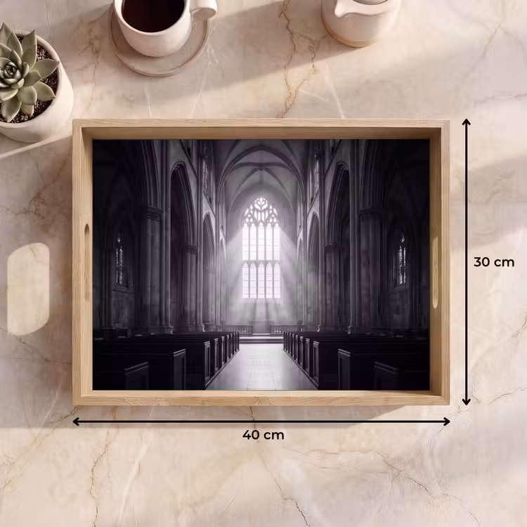 Kerk - Interieur - Lichtstralen - Architectuur - Klassiek Dienblad Rechthoek middel -USP_Formaat