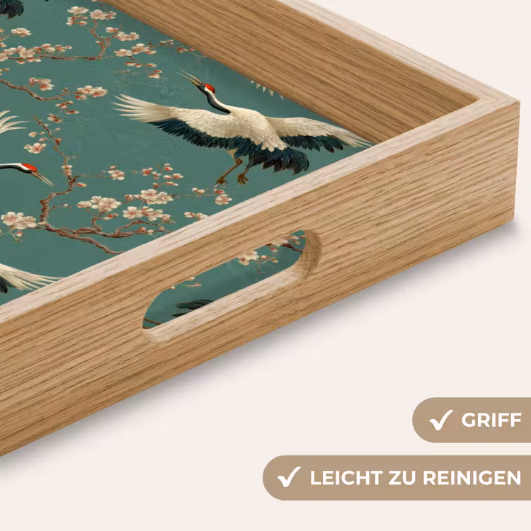 Kersenbloesem - Kraamvogels - Groen Dienblad Rechthoek middel 911 -USP_HandgreepDE