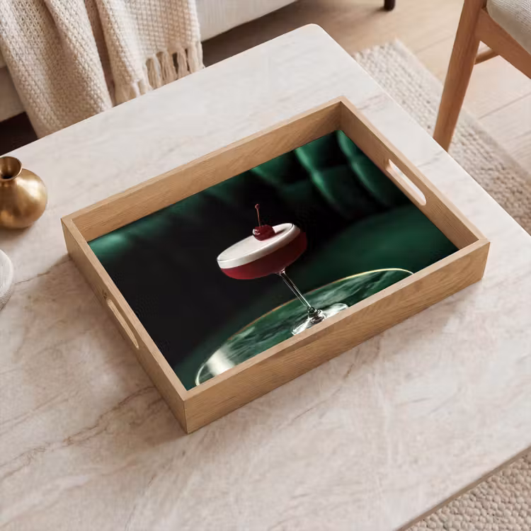 Kers - Cocktail - Rood - Marmer Dienblad Rechthoek middel -sfeer1