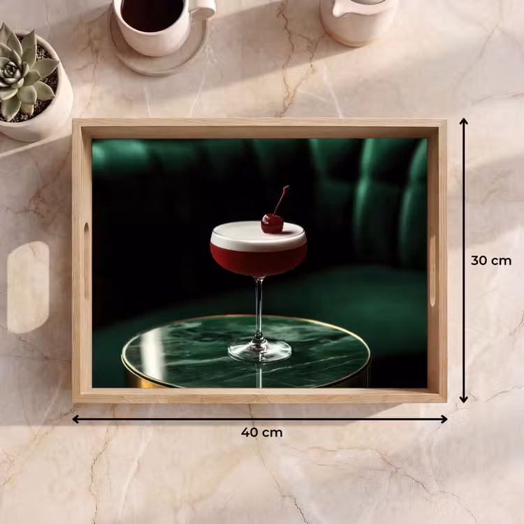 Kers - Cocktail - Rood - Marmer Dienblad Rechthoek middel -USP_Formaat