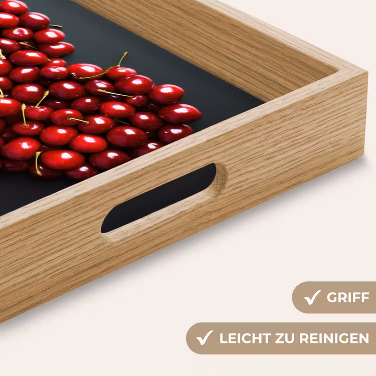 Kersen - Hart - Rood - Zwart Dienblad Rechthoek middel -USP_HandgreepDE