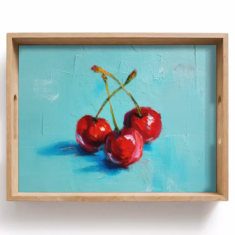 Kersen - Rood - Drie - Geverfd Dienblad Rechthoek middel -z3d_shopping