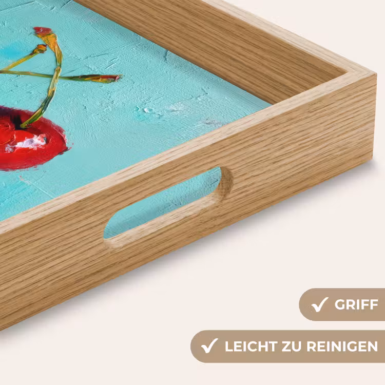 Kersen - Rood - Drie - Geverfd Dienblad Rechthoek middel -USP_HandgreepDE