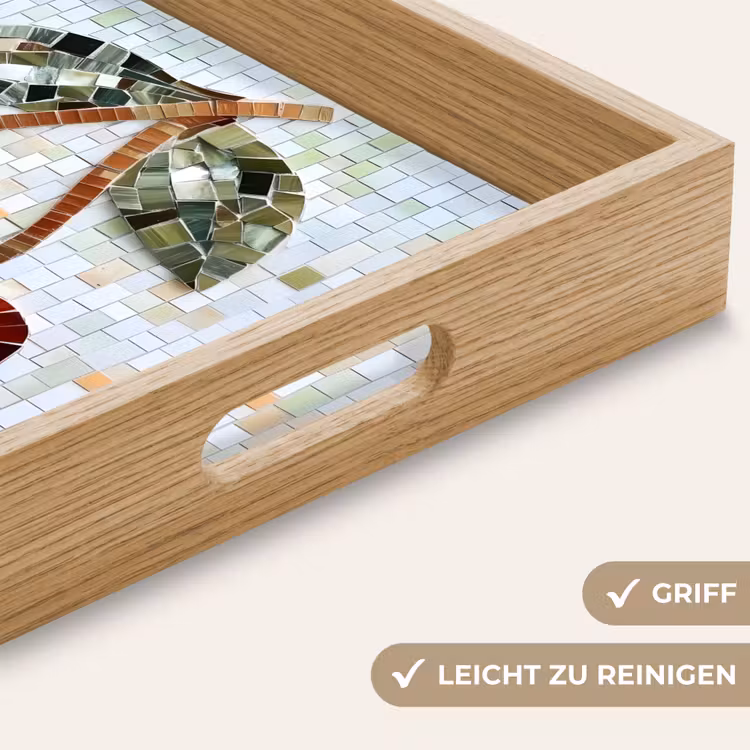 Kersen - Rood - Mozaïek - Blaadjes Dienblad Rechthoek middel -USP_HandgreepDE