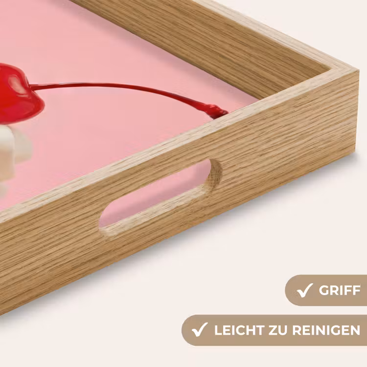 Kers - Slagroom - Roze Dienblad Rechthoek middel -USP_HandgreepDE