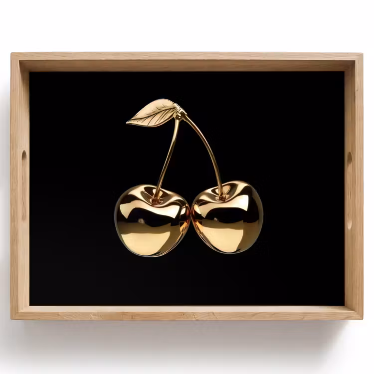Kersen - Zwart - Goud - Chrome Dienblad Rechthoek middel -z3d_shopping