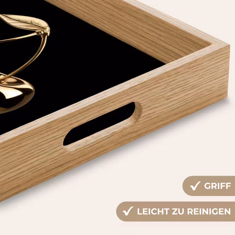 Kersen - Zwart - Goud - Chrome Dienblad Rechthoek middel -USP_HandgreepDE