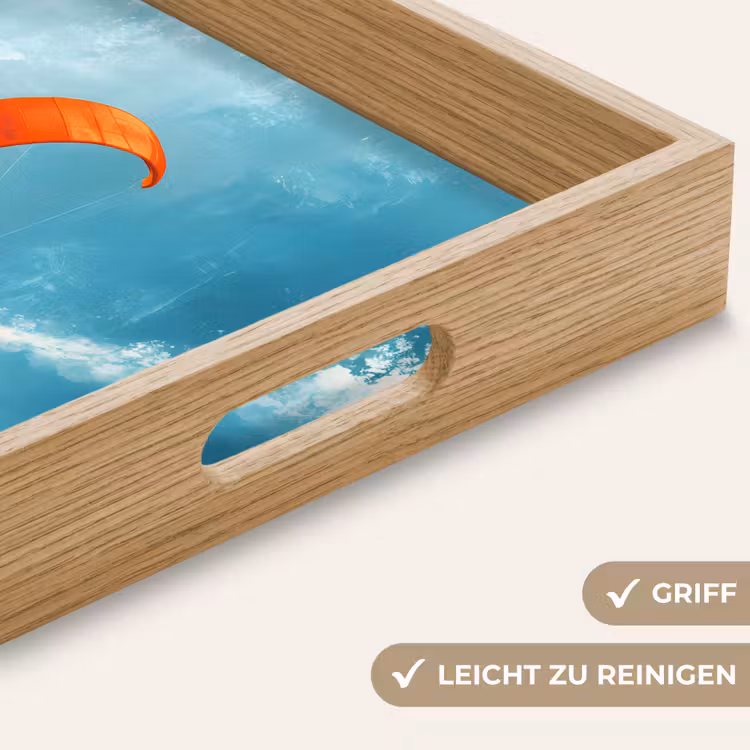 Kitesurfer - Oranje - Zee - Lucht Dienblad Rechthoek middel -USP_HandgreepDE