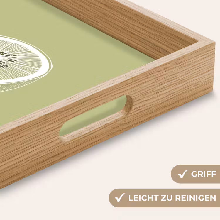 Kiwi - Lijntekening - Minimalistisch - Groen Dienblad Rechthoek middel -USP_HandgreepDE
