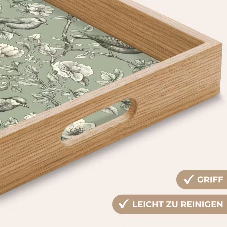 Klassiek - Botanisch - Groen Dienblad Rechthoek middel 911 -USP_HandgreepDE