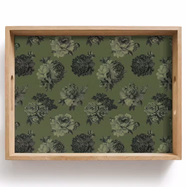 Klassiek - botanisch - olijfgroen - bloemen Dienblad Rechthoek middel 911 -z3d_shopping
