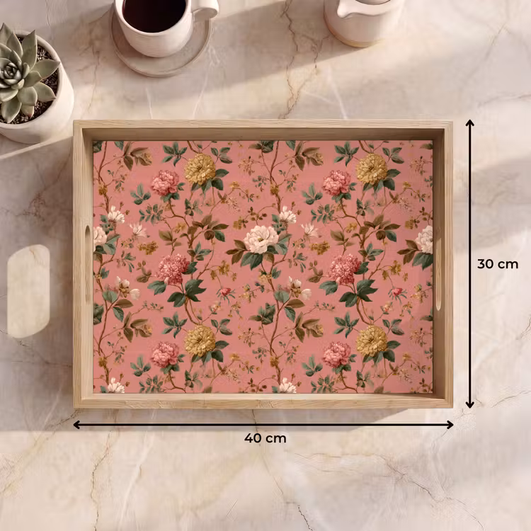 Klassiek - Botanisch - Roze Dienblad Rechthoek middel 911 -USP_Formaat