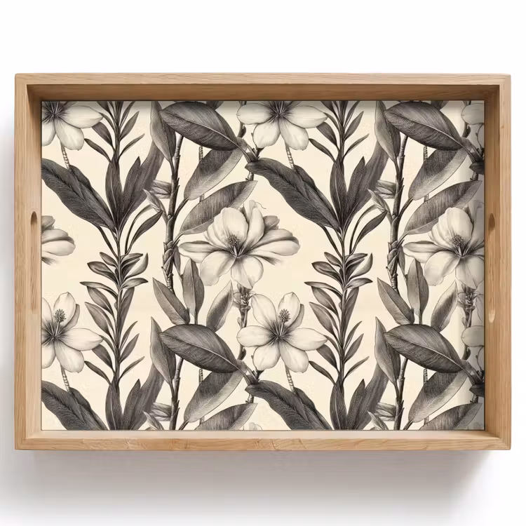 Klassiek - Botanisch - Zwart - Beige Dienblad Rechthoek middel 911 -z3d_shopping