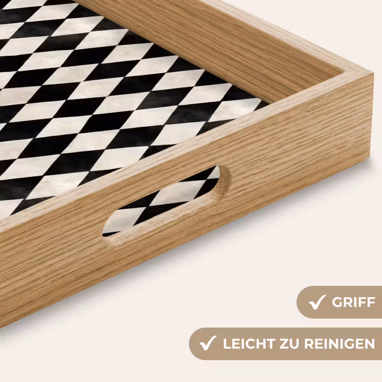 Klassiek - Patroon - Zwart Dienblad Rechthoek middel 911 -USP_HandgreepDE