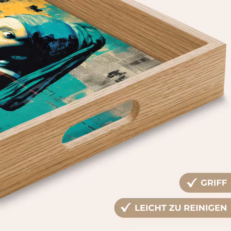 Klassiek - Pareloorbel - Streetartstijl - Kleurrijk Dienblad Rechthoek middel -USP_HandgreepDE
