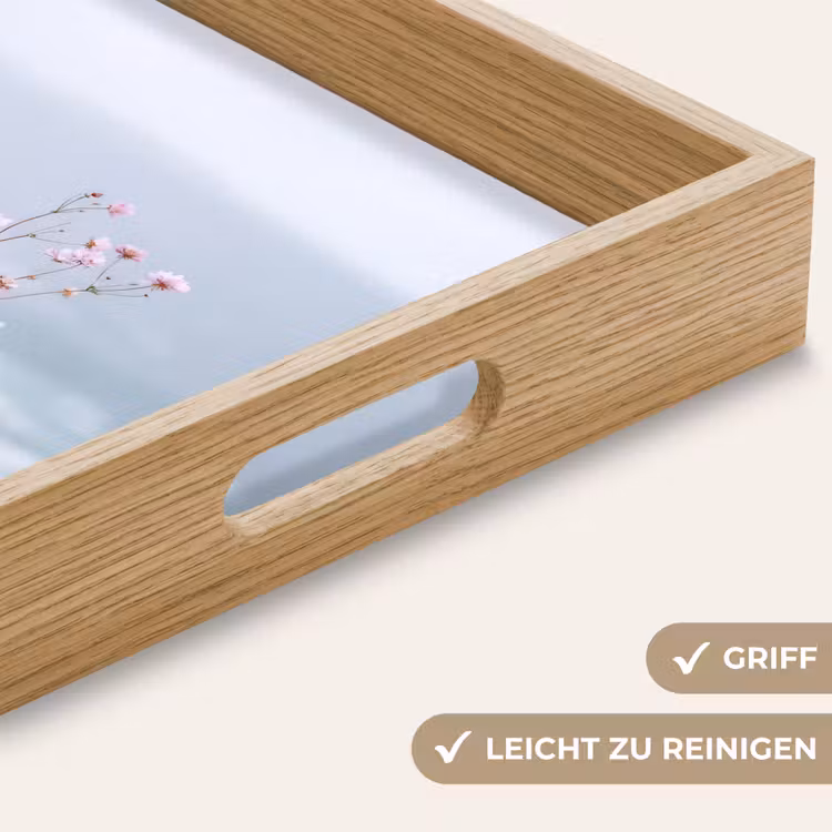 Klif - Bloemen - Zee - Roze Dienblad Rechthoek middel -USP_HandgreepDE