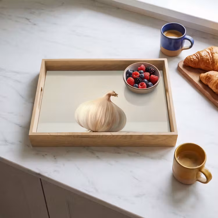 Knoflook - Natuurlijk - Beige Dienblad Rechthoek middel -sfeer2