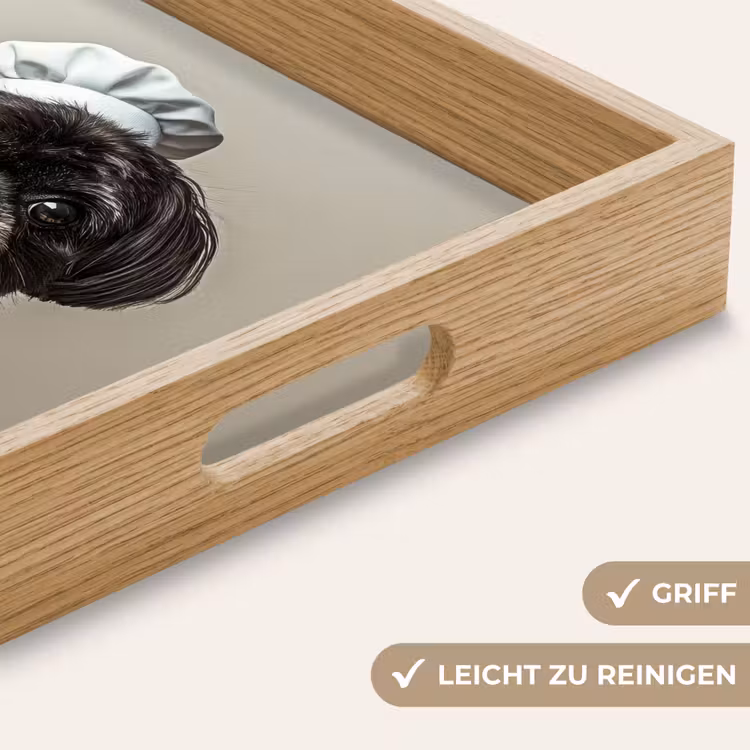 Kokskleding - Zwart - Hondje Dienblad Rechthoek middel -USP_HandgreepDE