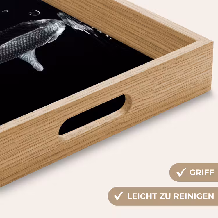 Koi - Vissen - Water - Zwart Dienblad Rechthoek middel -USP_HandgreepDE