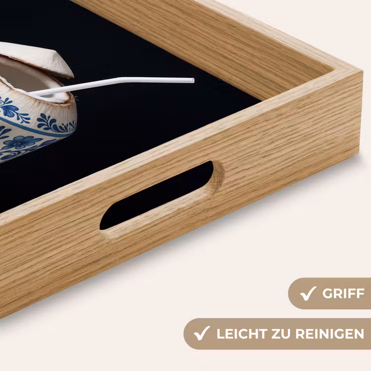 Kokosnoot - Eten - Delfts blauw - Drinken Dienblad Rechthoek middel -USP_HandgreepDE