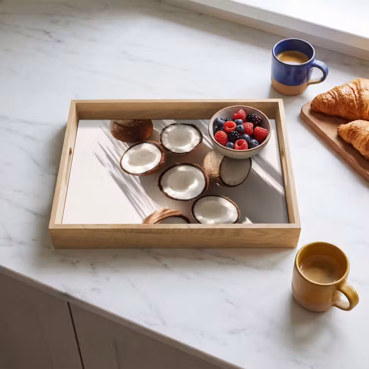 Kokosnoten - Bruin - Shaduw Dienblad Rechthoek middel -sfeer2