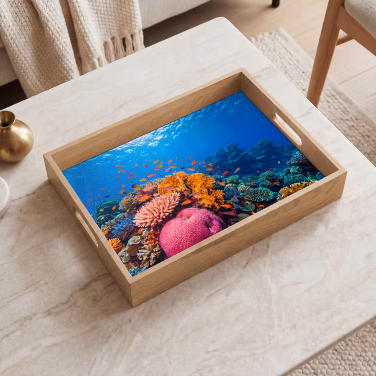Koraal - Vissen - Oceaan - Natuur - Kleurrijk Dienblad Rechthoek middel -sfeer1