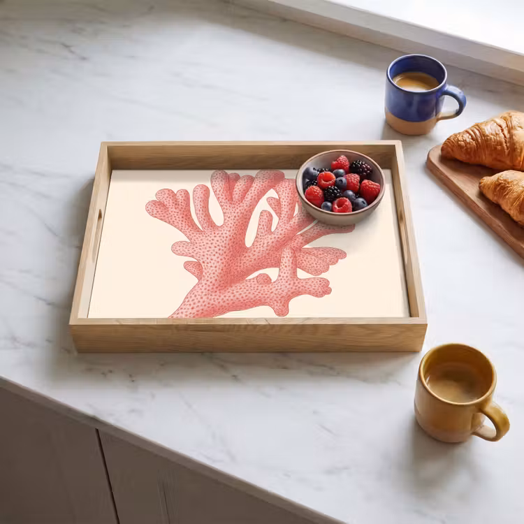 Koraal - Stipjes - Roze Dienblad Rechthoek middel -sfeer2