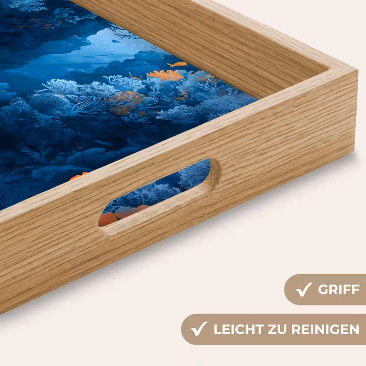Koraalrif - Vissen - Oceaan - Blauw Dienblad Rechthoek middel -USP_HandgreepDE