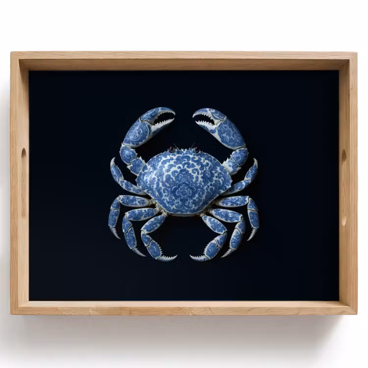 Krab - Delfts blauw - Dieren Dienblad Rechthoek middel -z3d_shopping