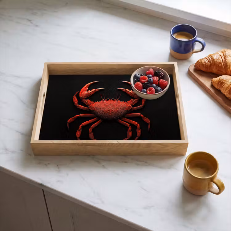 Krab - Rood - Vissen - Schaaldieren Dienblad Rechthoek middel -sfeer2