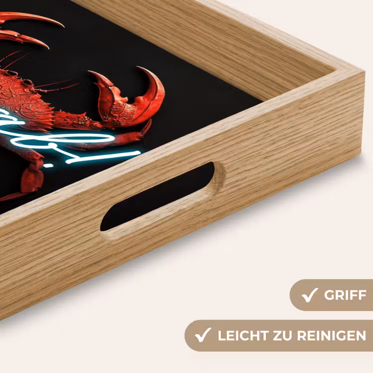 Krab - Rood - Neon - Quote Dienblad Rechthoek middel -USP_HandgreepDE