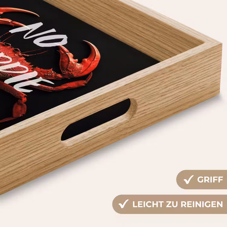 Krab - Rood - Tekst - Zwart Dienblad Rechthoek middel -USP_HandgreepDE