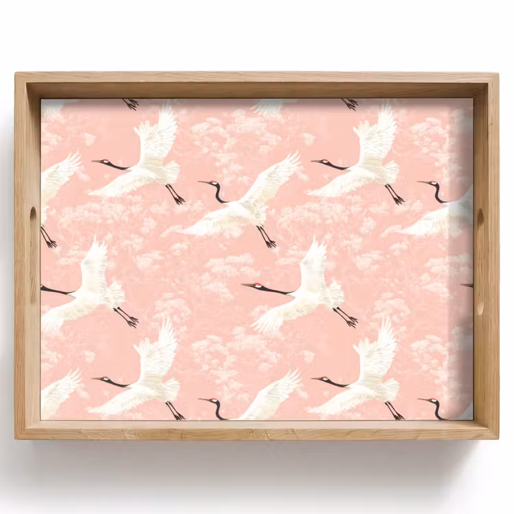 Kraanvogels - Bloesem - Roze Dienblad Rechthoek middel 911 -z3d_shopping