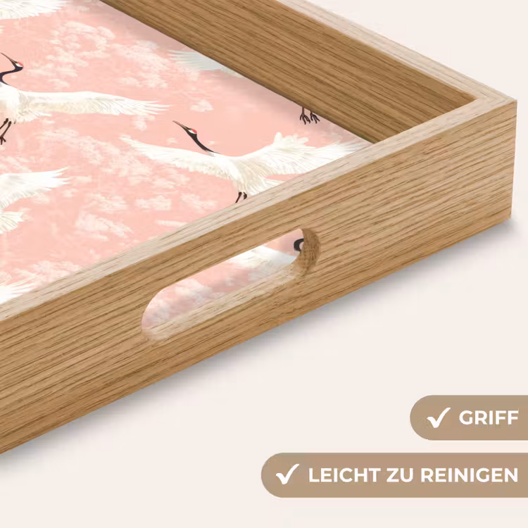 Kraanvogels - Bloesem - Roze Dienblad Rechthoek middel 911 -USP_HandgreepDE