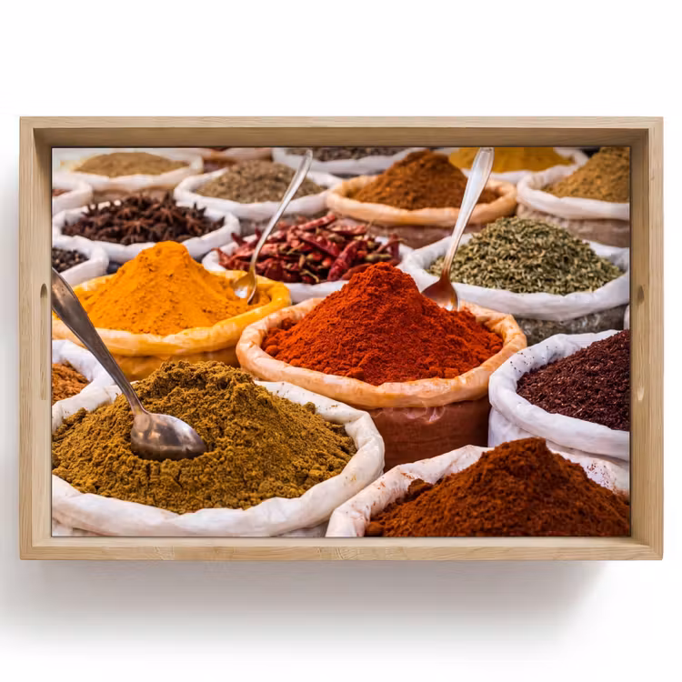 Tablett - Kräuter – Markt – Essen - Kruiden - Markt - Eten Dienblad Rechthoek middel