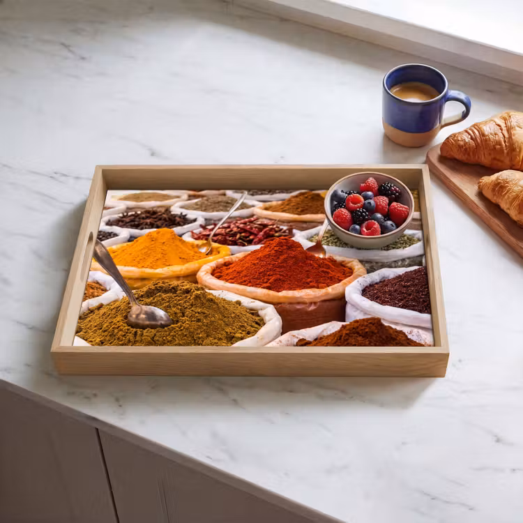 Tablett - Kräuter – Markt – Essen - Kruiden - Markt - Eten Dienblad Rechthoek middel