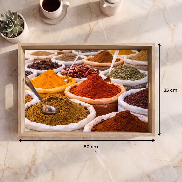 Tablett - Kräuter – Markt – Essen - Kruiden - Markt - Eten Dienblad Rechthoek middel