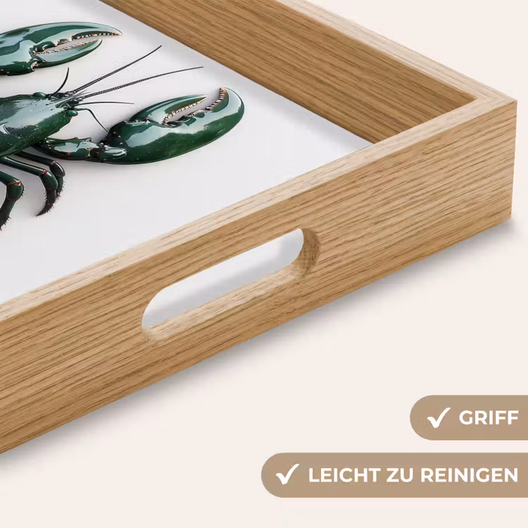 Kreeft - Glossier - Groen - Wit Dienblad Rechthoek middel -USP_HandgreepDE