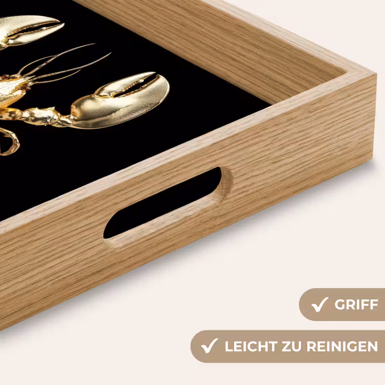 Kreeft - Goud - Textuur - Zwart Dienblad Rechthoek middel -USP_HandgreepDE