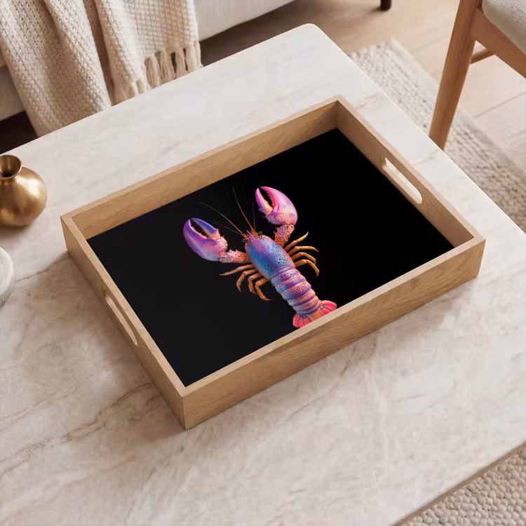 Kreeft - Paars - Roze - Zwart - Stippen - Lila Dienblad Rechthoek middel -sfeer1