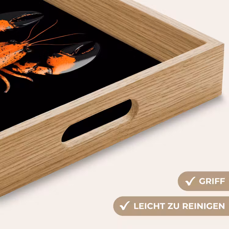 Kreeft - Oranje - Zwart - Modern Dienblad Rechthoek middel -USP_HandgreepDE