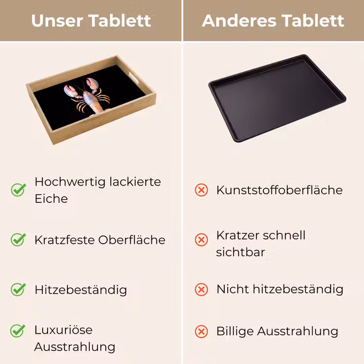 Kreeft - Roze - Zacht - Zwart Dienblad Rechthoek middel -USP_VergelijkingDE