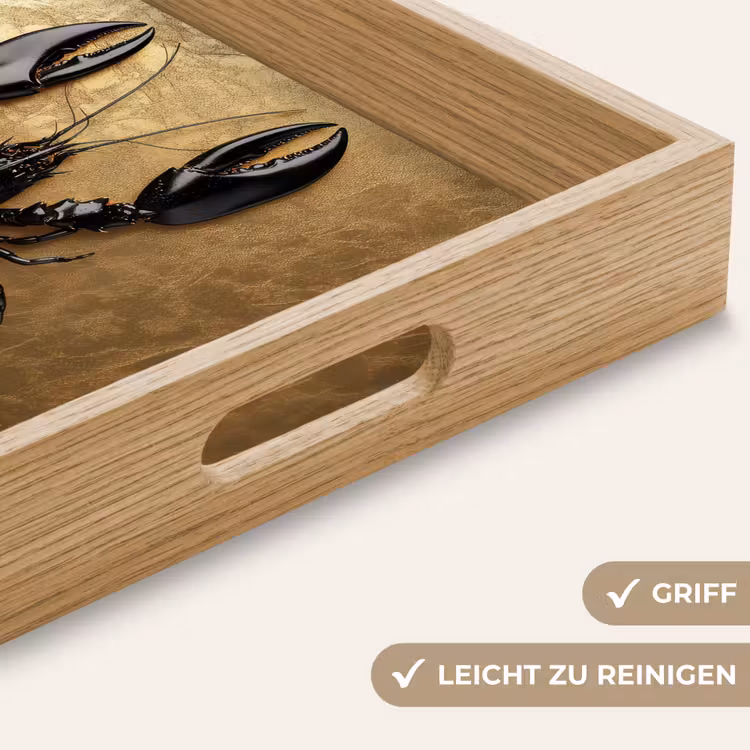 Kreeft - Zwart - Goud - Luxe Dienblad Rechthoek middel -USP_HandgreepDE