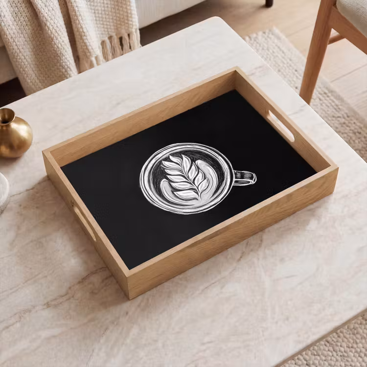 Krijttekening - Koffie - Latte art Dienblad Rechthoek middel -sfeer1