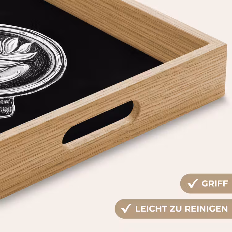 Krijttekening - Koffie - Latte art Dienblad Rechthoek middel -USP_HandgreepDE