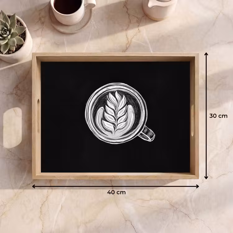 Krijttekening - Koffie - Latte art Dienblad Rechthoek middel -USP_Formaat