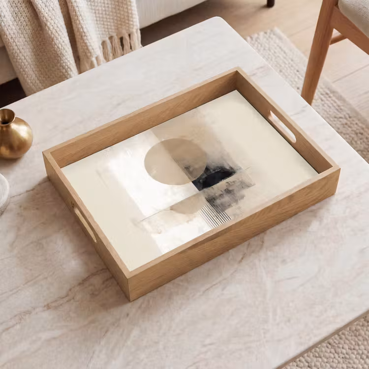 Cirkel - Compositie - Diepte - Beige Dienblad Rechthoek middel -sfeer1