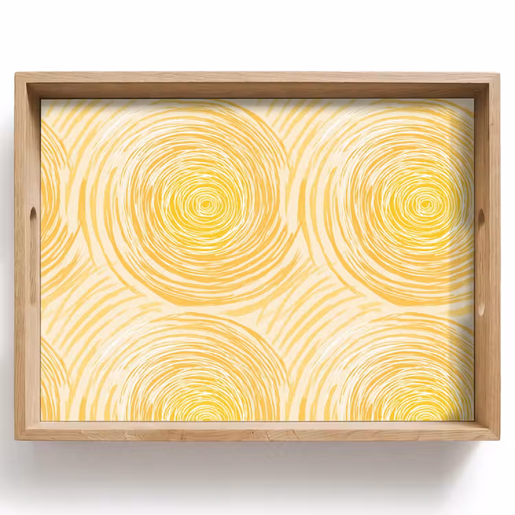 Cirkels - Abstract - Artistiek - Geel Dienblad Rechthoek middel 911 -z3d_shopping