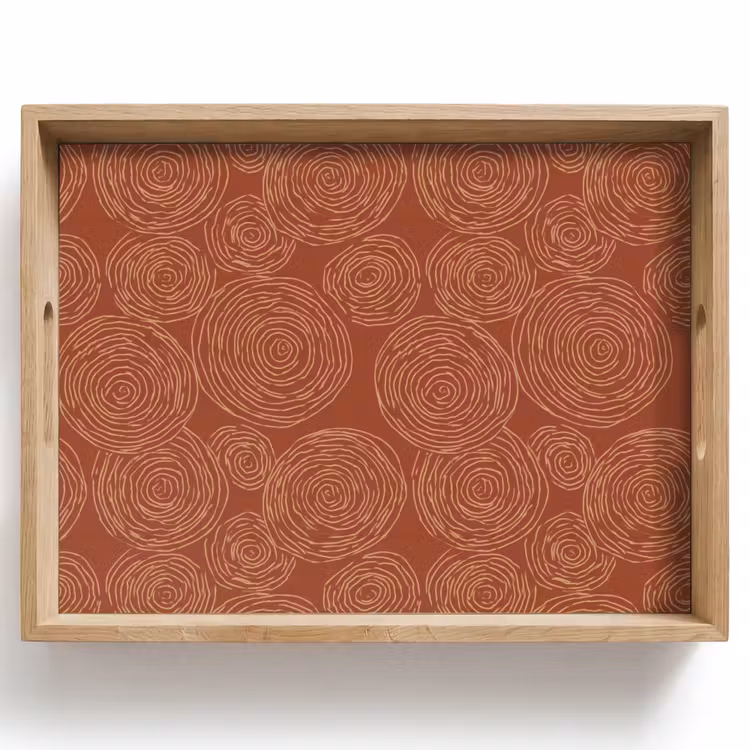 Cirkels - Abstract - Artistiek - Terracotta Dienblad Rechthoek middel 911 -z3d_shopping